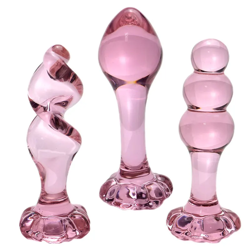 Crystal Glass Pink Anal Plug Dildo For Women And Men_voghion.com