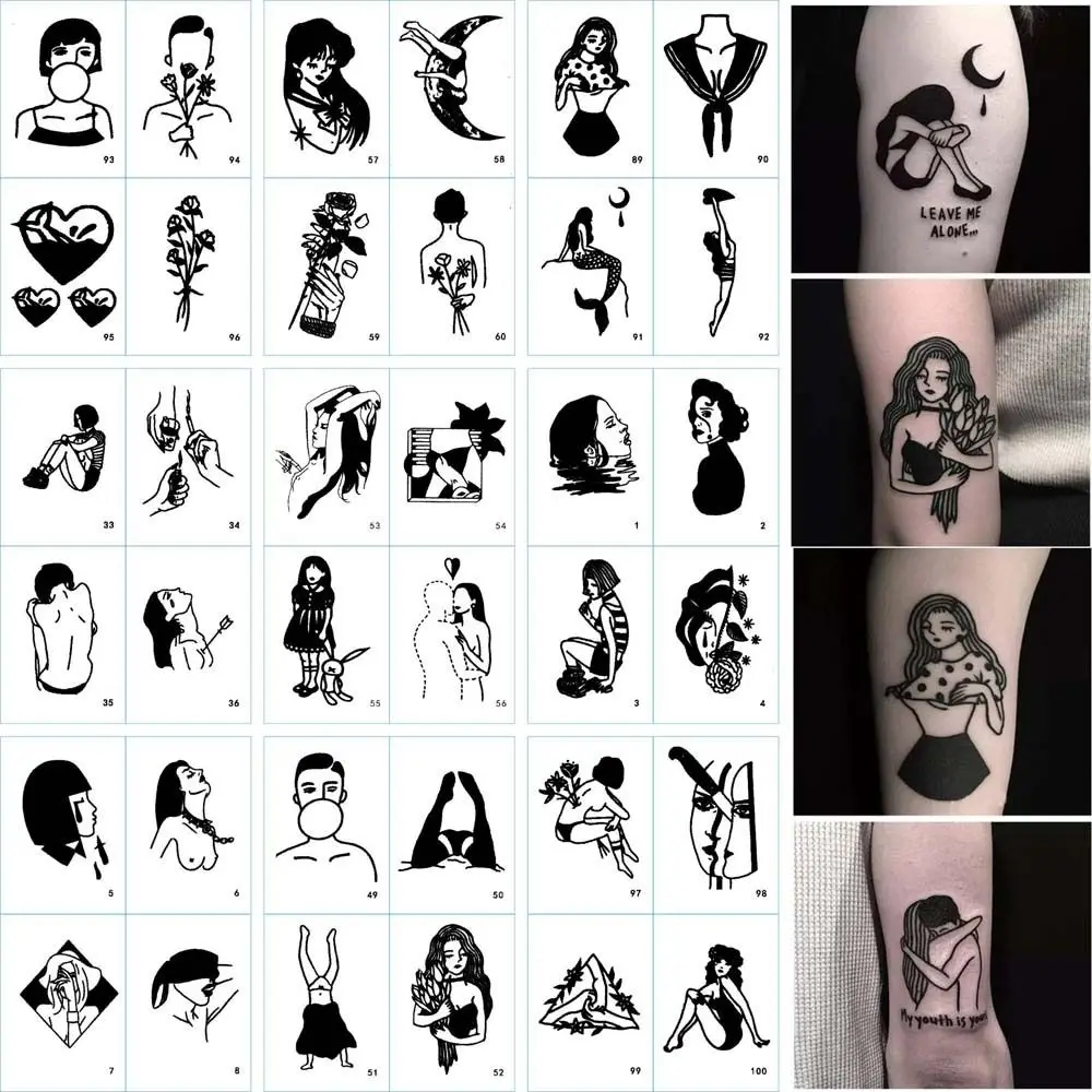 

Party Arm Foot Body Art Makeup Hand Tattoo Stickers Flowers Tattoo Stickers Black Fake Tattoo Temporary Tattoos