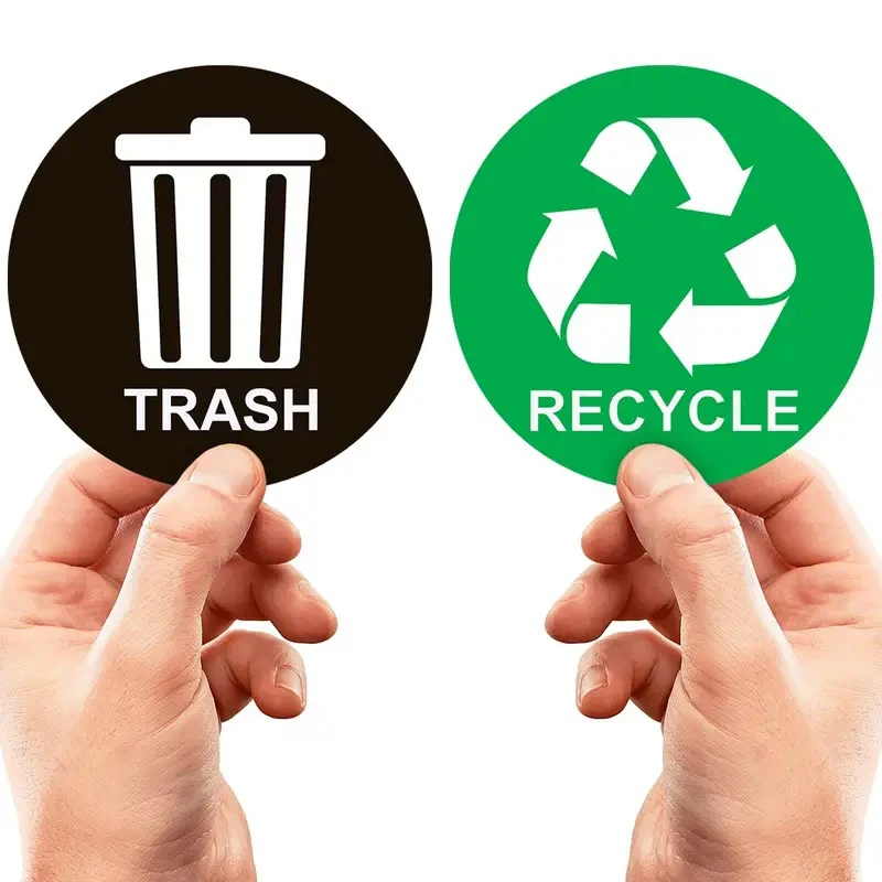 Description Picture 6 of item4Pcs 5inch PVC Recycle Trash Bin Sticker Vinyl Decals For Label Bins Containers Garbage Cans Label Sign for Home or Office Decor