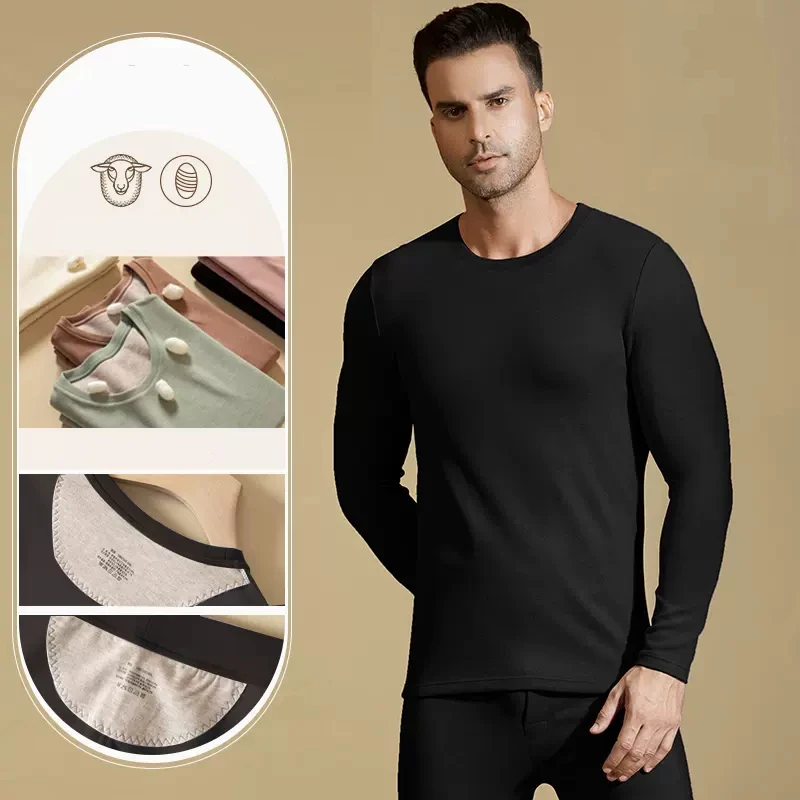 LANGSHA Winter Men Thermal Underwear Set Thick Velvet Warm Tops