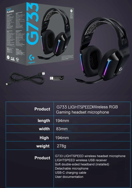 Headphones Logitech G733 Surround Sound MALKOY Wireless Bluetooth