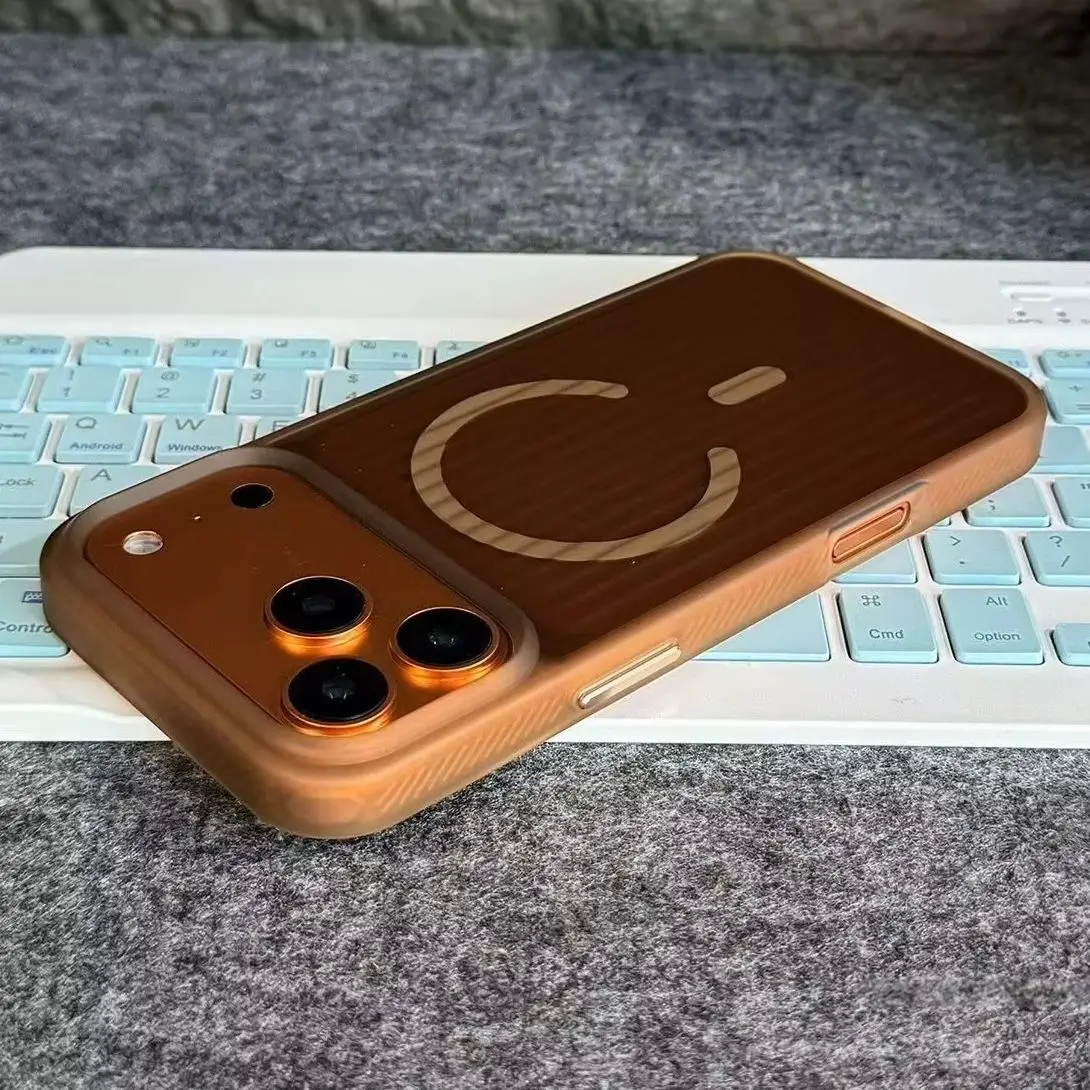Frosted Magnetic Wireless Charging Phone Case with Stripe Corrugated Pattern