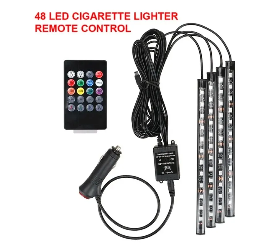 Multicolor LED Interior Ambient Light Strips for Cars - Decorative Automobile Atmosphere Lamps