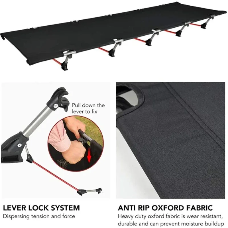 Outdoor Lightweight Folding Bed Portable Camping Bed Simple Marching Bed Escort Lunch Bed Camping Simple Leisure Bed 190X65X3CM