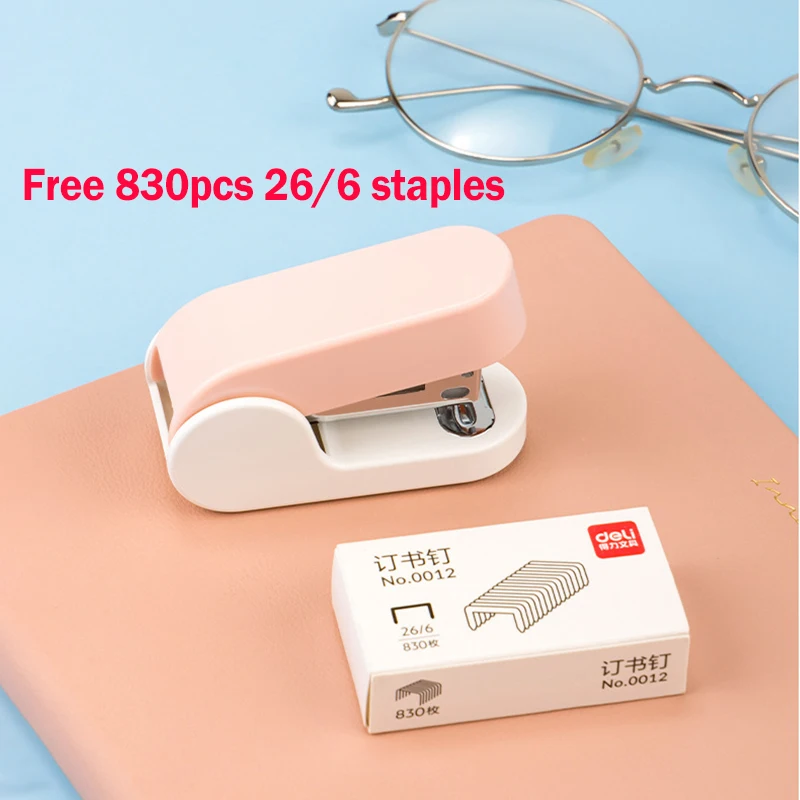 Mini Stapler Office Supplies 24/6 26/6 830 Staples 20 Sheets Capacity Stapling Machine Paper Storage Portable Staplers School