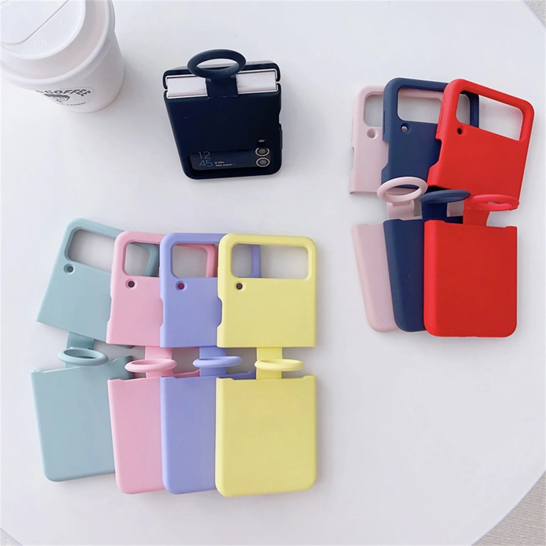 Luxury Liquid Silicone Solid Color Case with Ring - Shockproof Cover