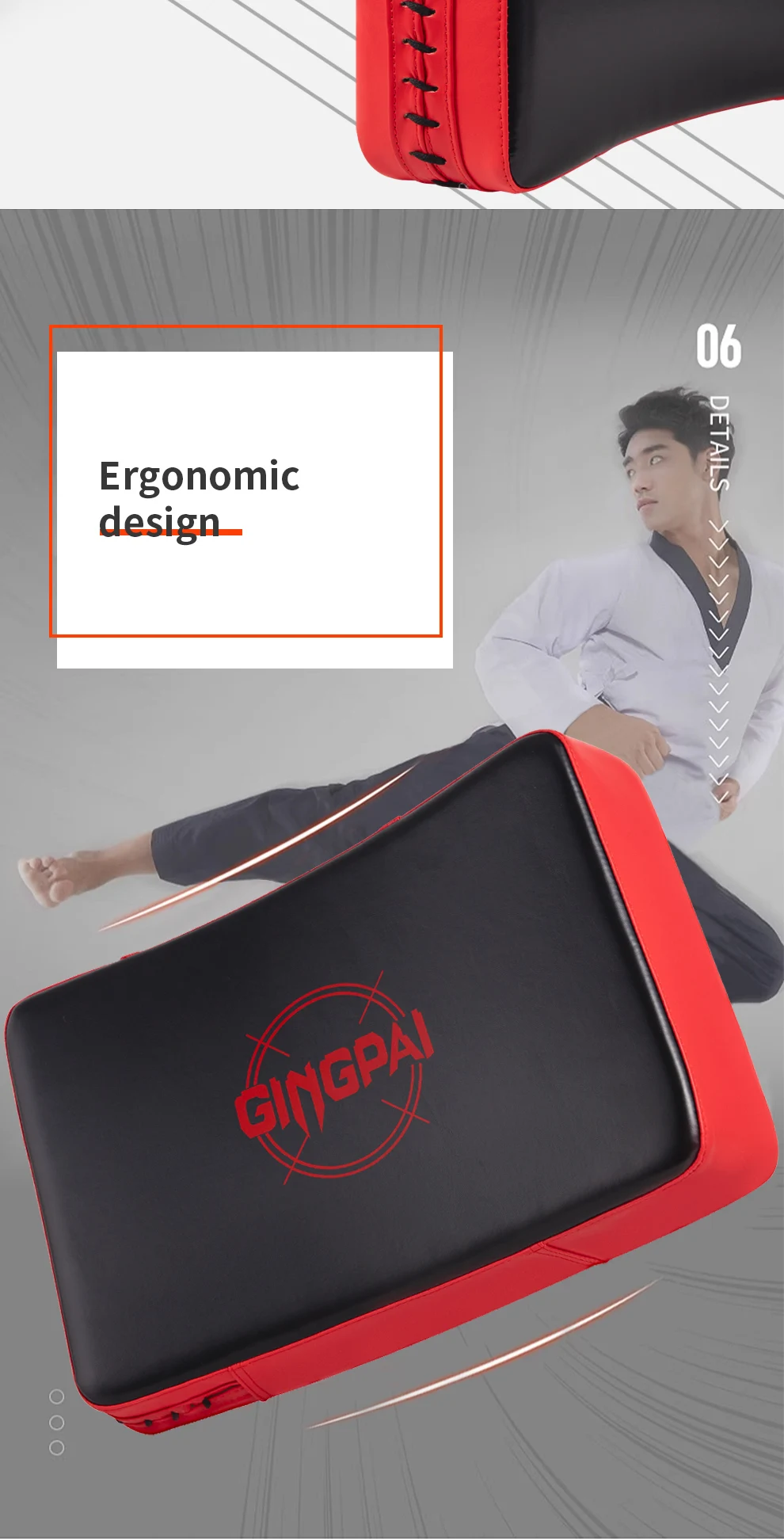 1Pcs Taekwondo Kick Pad PU Muay Thai Pads MMA Karate Kick Pads Kickboxen Training Pads Kampfkunst Stanzen Pads leder Strik – Detail 10