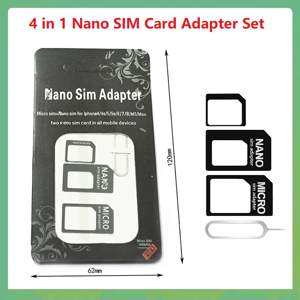 10 Set Nano Sim Card Adapter Kit Per Iphone 5 6 7 Huawei Xiaomi Android Smartphone Connector 4 In 1 Slot Per Porta Schede Universale