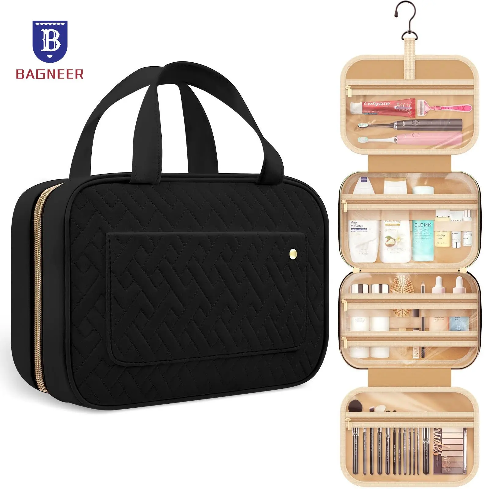 Foldable Travel Organizer Toiletry Makeup Bag Women Cosmetic Make Up Storage Waterproof Beauty Pouch Men Bathroom Hanging Case 4