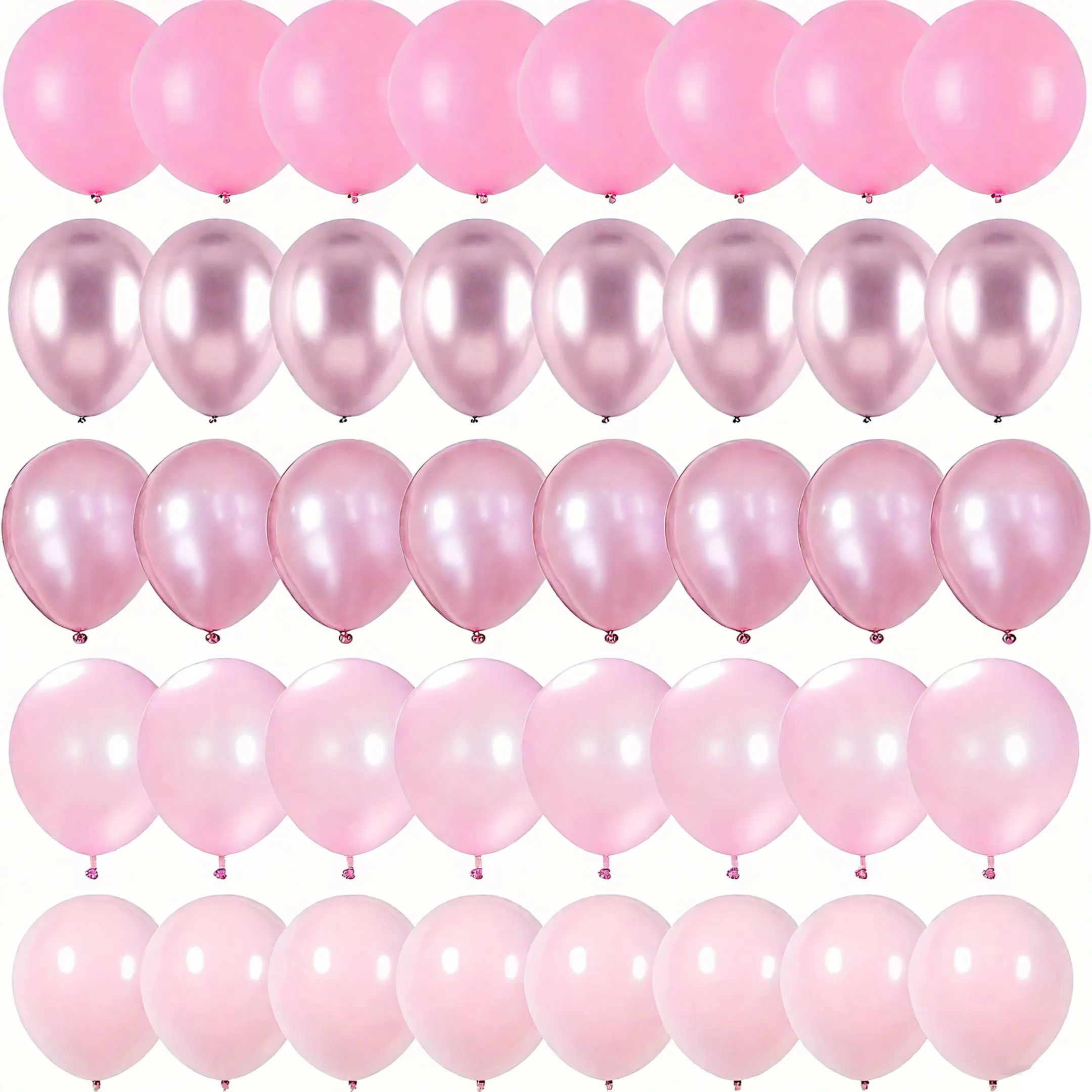 50-teiliges rosa Ballon-Set – verchromtes Rosa, Perlrosa, Macaron-Rosa und verschiedene weiche rosa Farbtöne, geeignet zum Dekorieren von Hintergründen