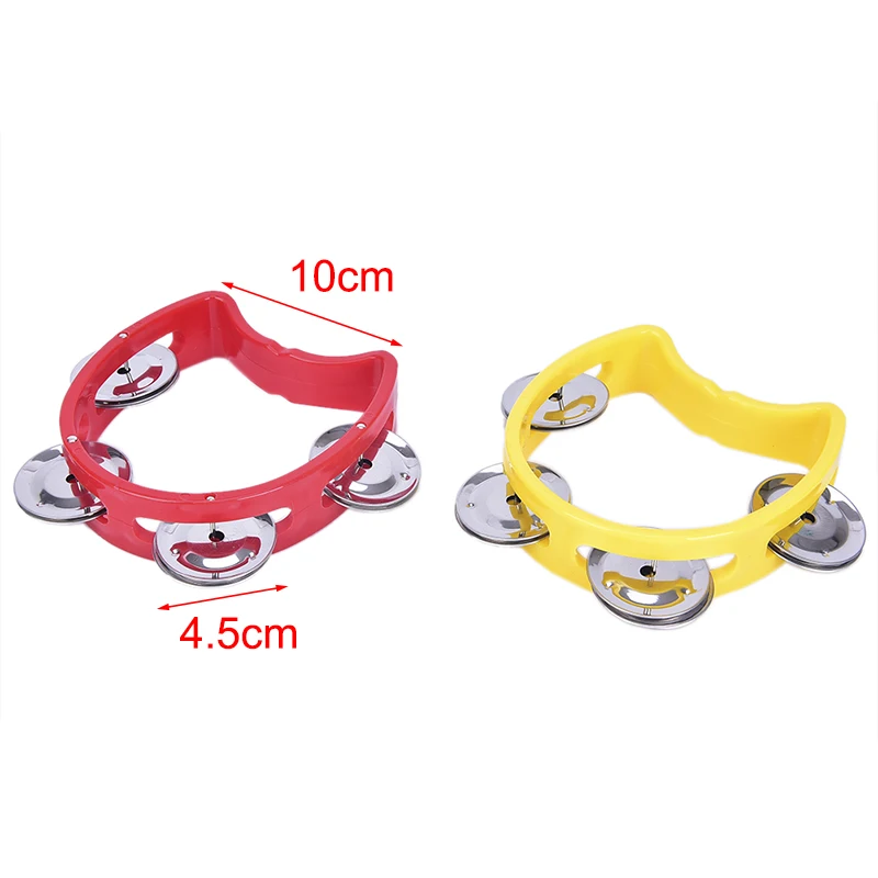 New Hand-held Tambourine Metal Bells Plastic Rattle Ball Percussion KTV Party Kids Game Toy Musical Instrument hand tambourine