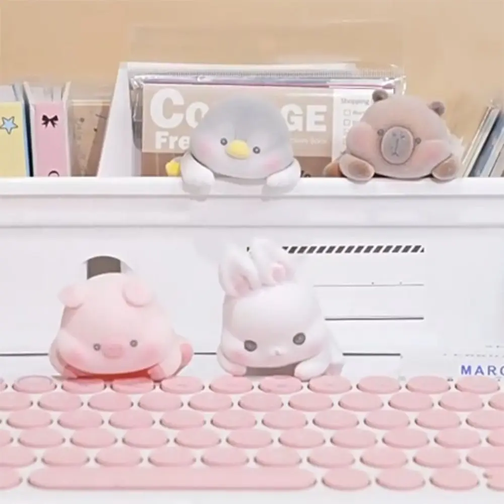 Flocking Computer Monitor Decoration Desk Ornament Panda Dog Screen Animal Model Rabbit Computer Display Center Console Doll