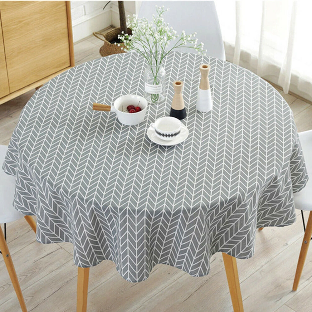 Nordic Round Tablecloth Cotton Linen Washable Hotel Banquet Table Cloth for Wedding Party Christmas Table Cover Home Dec 2