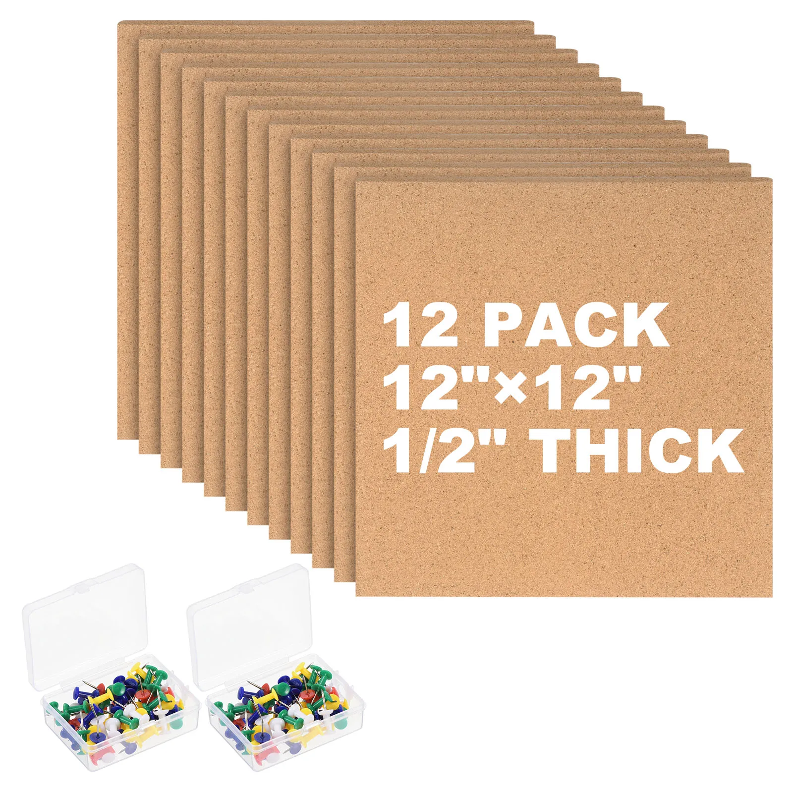 12Pcs Self Adhesive Square Cork Board Bulletin Board DIY Decorative Postcard Corkboard Message Pin Boards for Home&Office