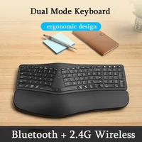 White Backlit Ergonomic Split Keyboard Bluetooth 2.4G Wireless Keyboard with Wrist Rest Rechageable Keyboard for Windows/Mac - Image 3