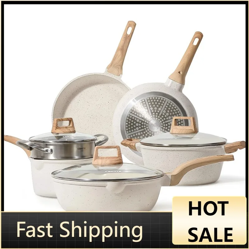 CAROTE Pots and Pans Set Nonstick, Kitchen Cookware Sets, Stackable  Induction Pot and Pan Set for Cooking - AliExpress