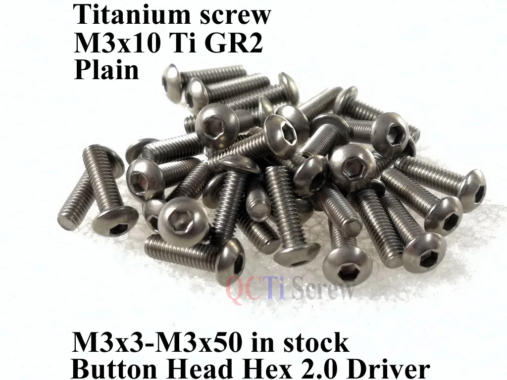 ISO 7380 M3 티타늄 나사 M3x3 M3x4 M3x5 M3x6 M3x7 M3x9 M3x8 M3x10 M3x12 M3x14 M3x15 M3x16 M3x18 버튼 헤드 육각 드라이버 Ti GR2