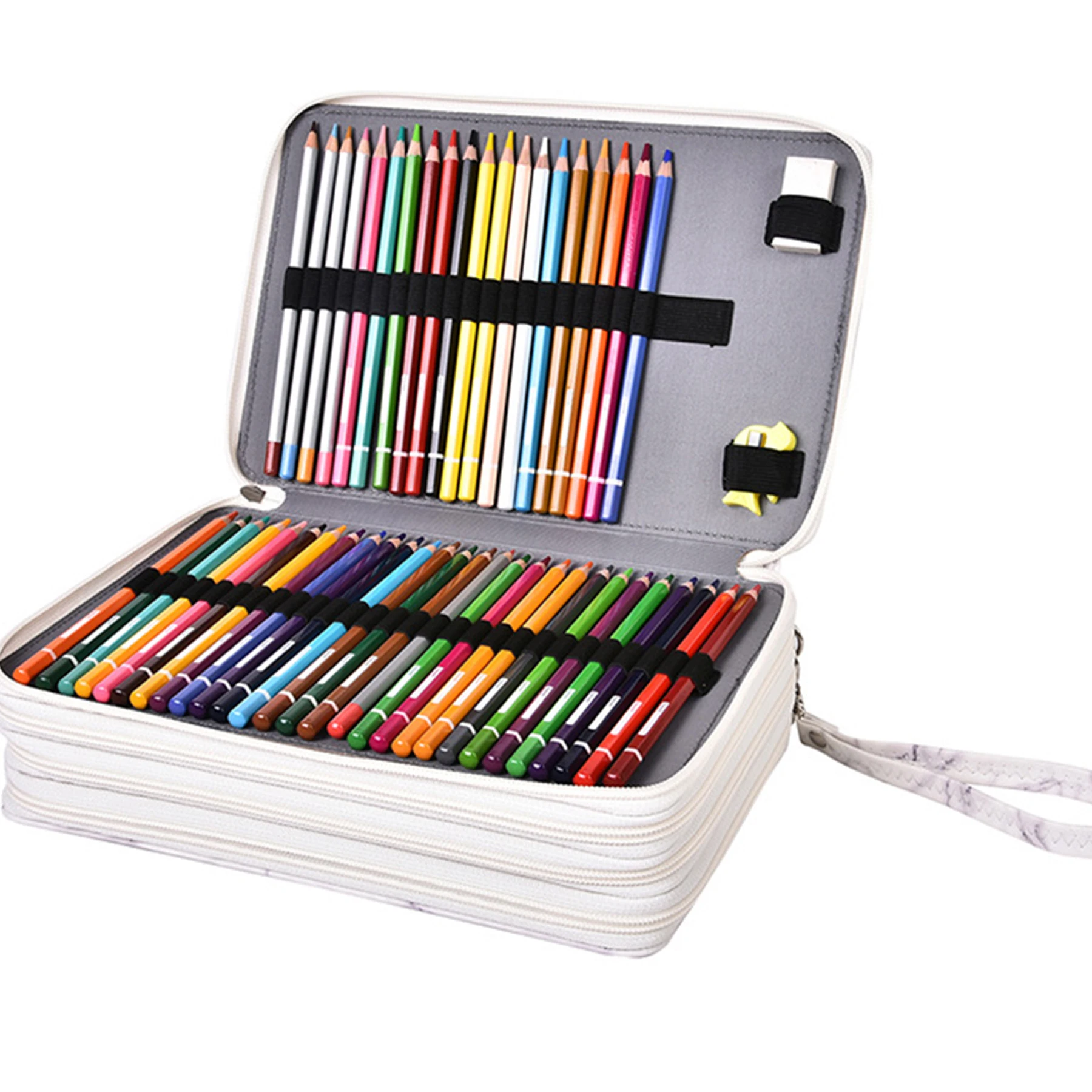 216 Slots Colored Pencil Case Organizer Gel Pens with Shoulder Strap Zipper Closure Large Capacity Pencil Holder Watercolor Pen