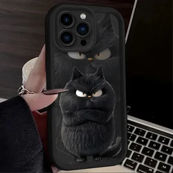 Chic Black and White Plush Cat Phone Case - Shockproof Soft Silicone Cover - iPhone X XS (4)