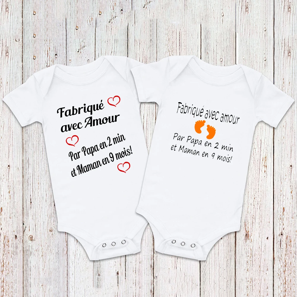 Baby Romper Made with Love Dad In 2 Min and Mom In 9 Months Baby Rompers Newborn Infant Jumpsuit Boy&girls Clothes 3-6-9-12-18-24Months cotton jumpsuit,baby romper
