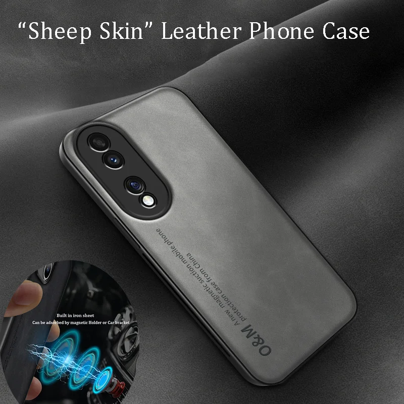 Elegant Suede Leather Shockproof Phone Case with Built-in Magnet
