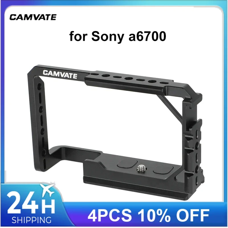 CAMVATE Aluminum Full Camera Cage for Sony a6700 with Shoe Mount & Arca-Type Base and NATO Rail for Handle LED Light Monitor Mic