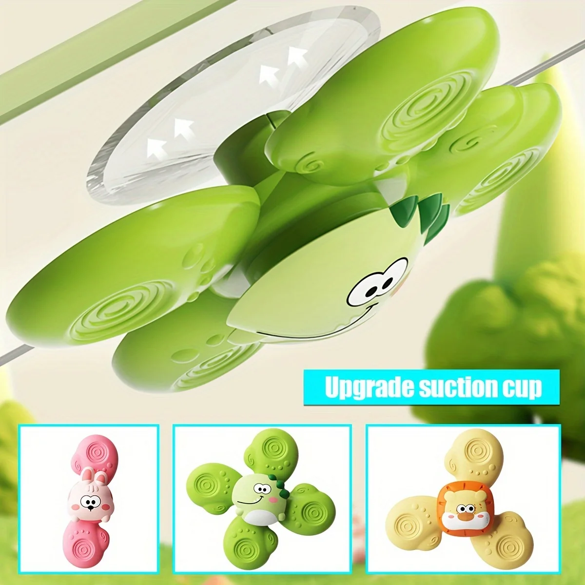 3pcs Suction Cup Spinning Top Toys, Suction Spinner Toys For Babies, Window Suction Toys For Baby High Chair Tray Bath Table Air - 5