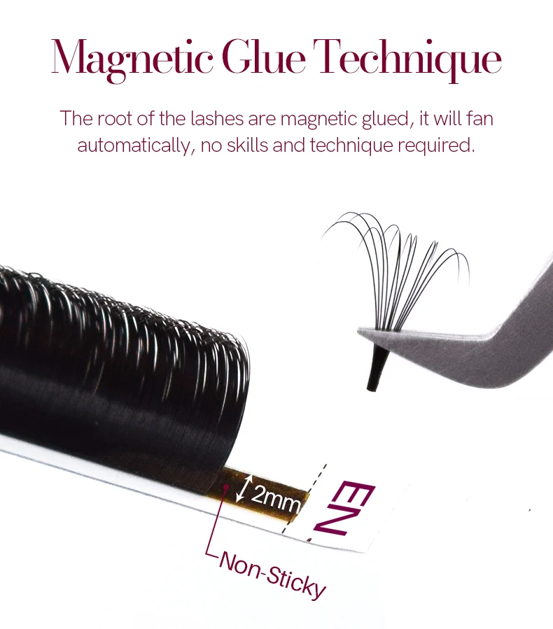 H&L SINCE 1990 Easy Fan Lashes Volumenverlängerungen 7–20 mm, schnell blühende, blühende, vorgebundene Wimpern, natürliche Zilien-Seidenwimpern – Detail 7