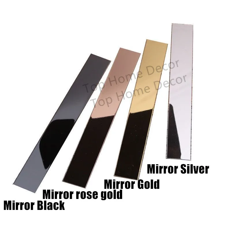 Description Picture 3 of itemCustom Made Long Mirror Stainless Steel Flat Molding Line 3D Wall Sticker for Mirror Furniture Decal Living Room Decoration