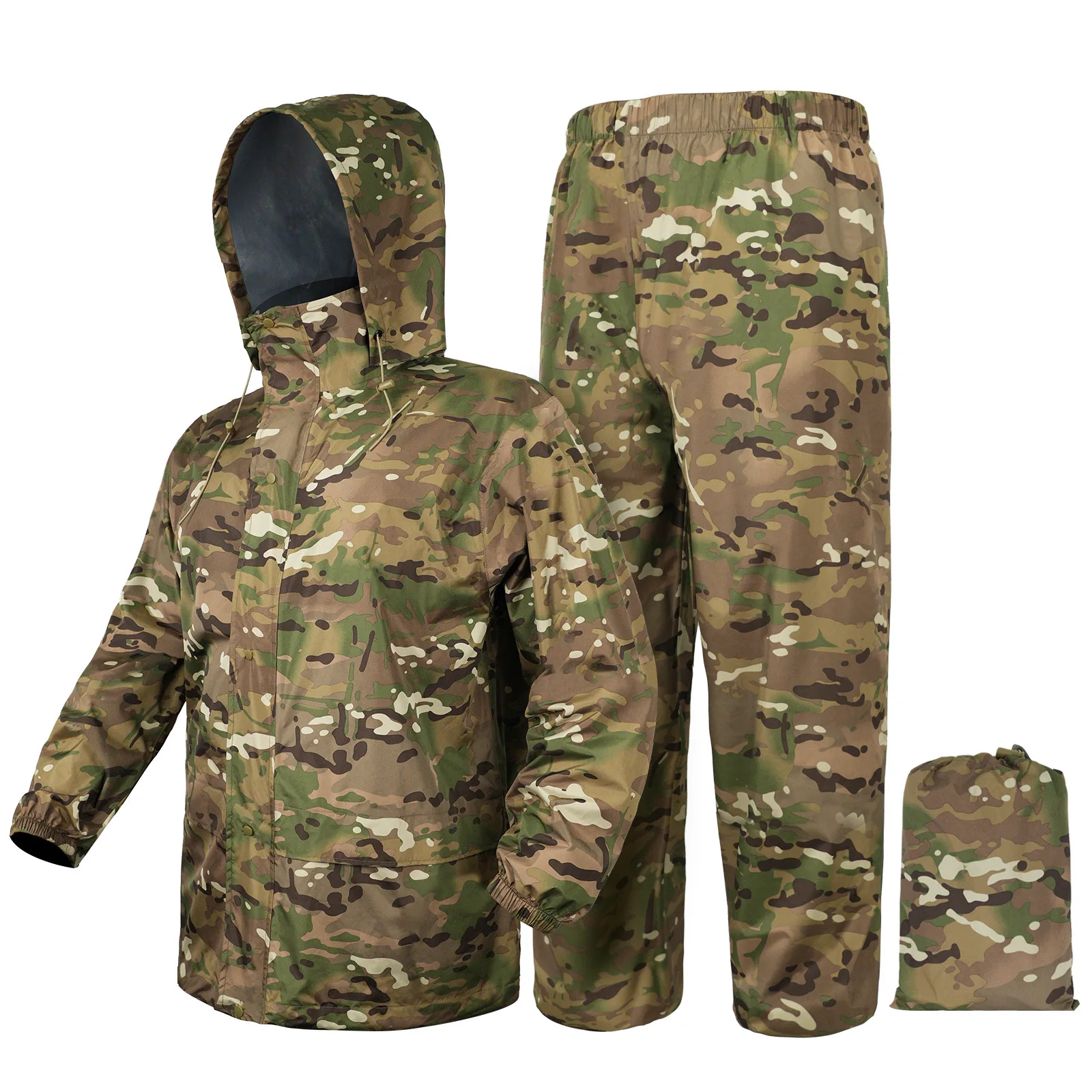 Waterproof Camouflage Folding Raincoat Set Portable Travel Rain Suit Hunting Poncho for Fishing Motorcycle Storm Jacket raincoat poncho