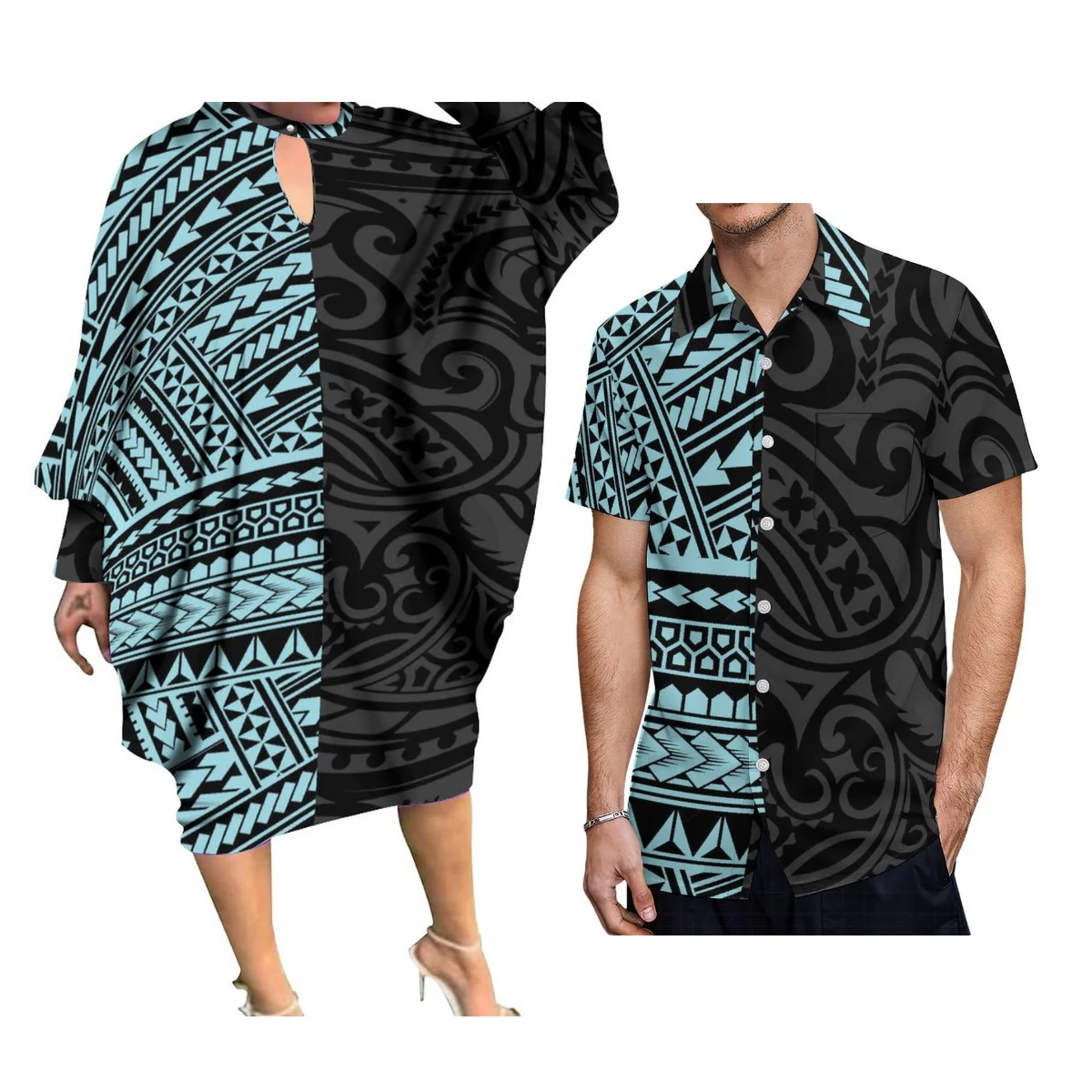 

Hot Sales Customized Polynesian Print Long Sleeve Kaftan Dress Large Size O Neck Hawaiian Dress Loose Casual Dresses