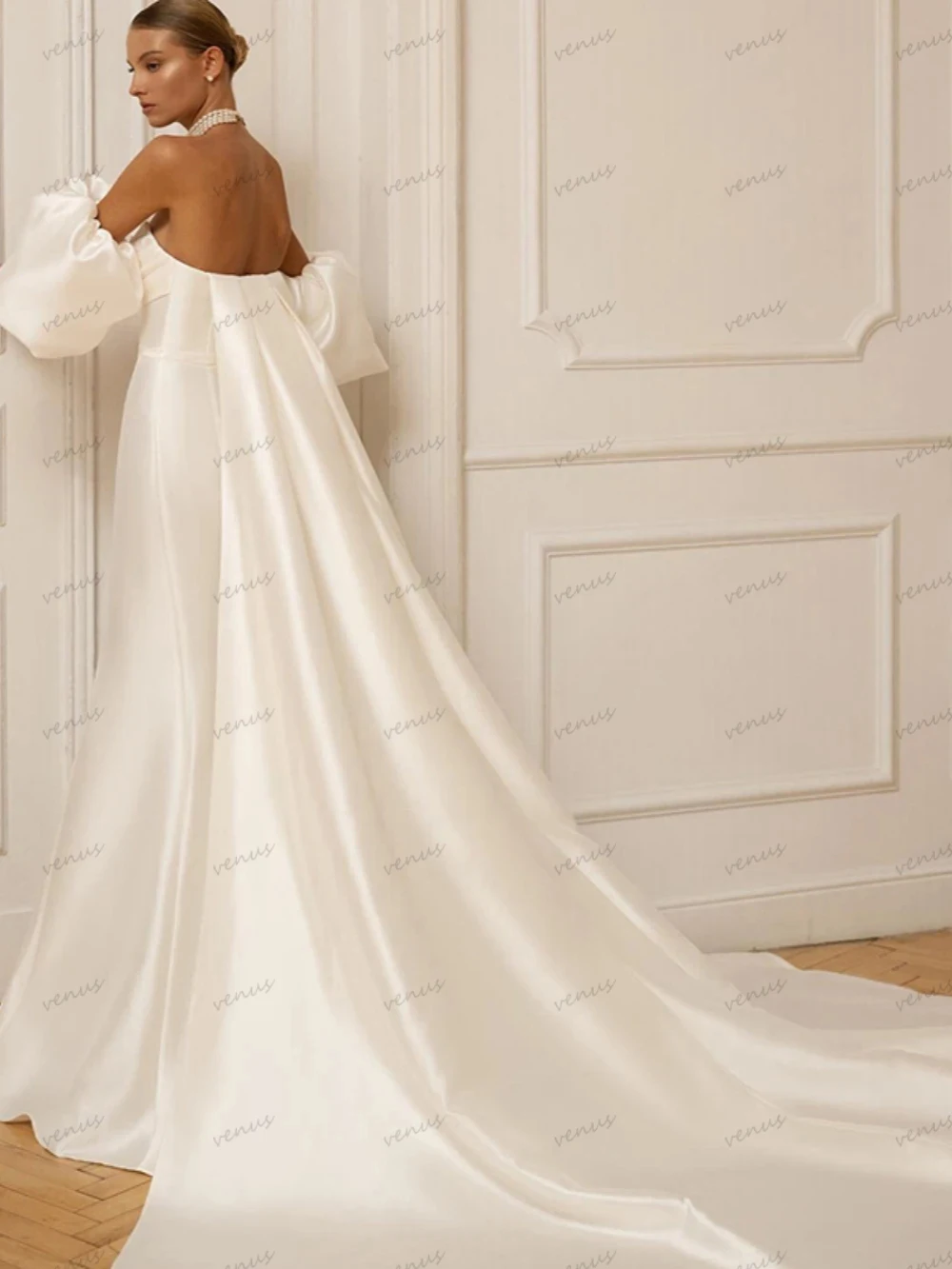 Elegant Simple Wedding Dresses Satin Sheath Mermaid Sexy Bridal Gowns Strapless Backless Robes Vestidos De Novia Customized 2025 2