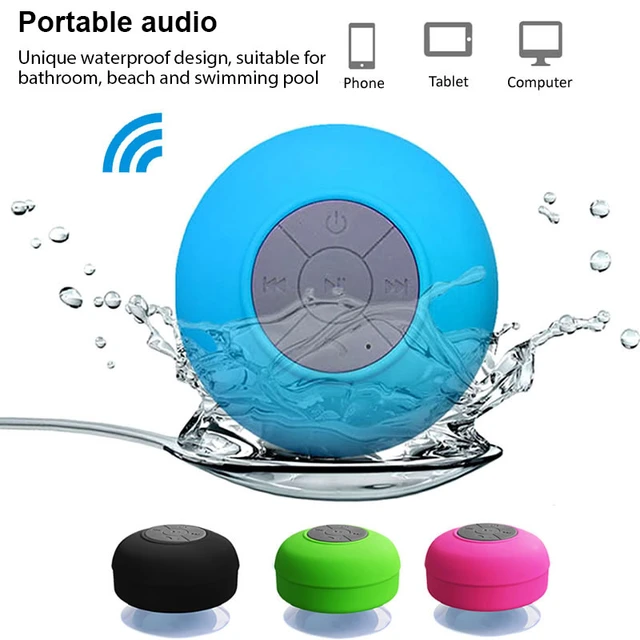 Mini Waterproof Shower Speaker, Bluetooth Mini Portable Stereo Speaker