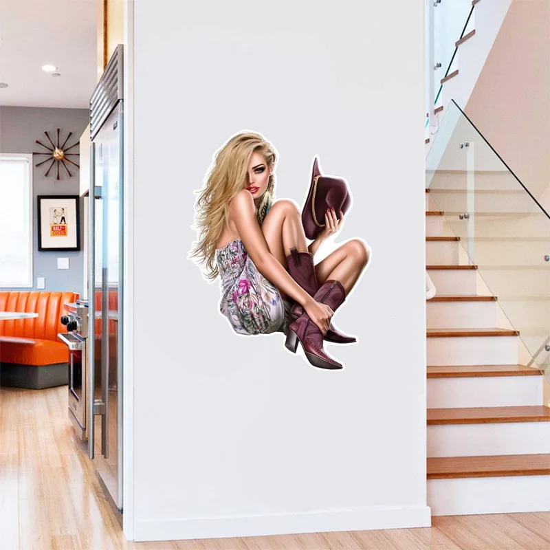 Tri Koshki Wcs790 Hot Girl Wall Sticker Waterproof Decal Pvc Home Decoration Kids Room Door Living Room Toile