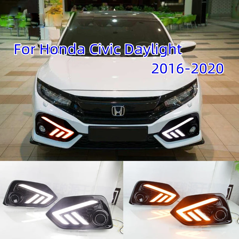 

Car LED Accessories For Honda Civic 10th Type-R Hatchback 2016-2020 12V Car LED DRL Daytime Running Lights Fog Lamp Daylight