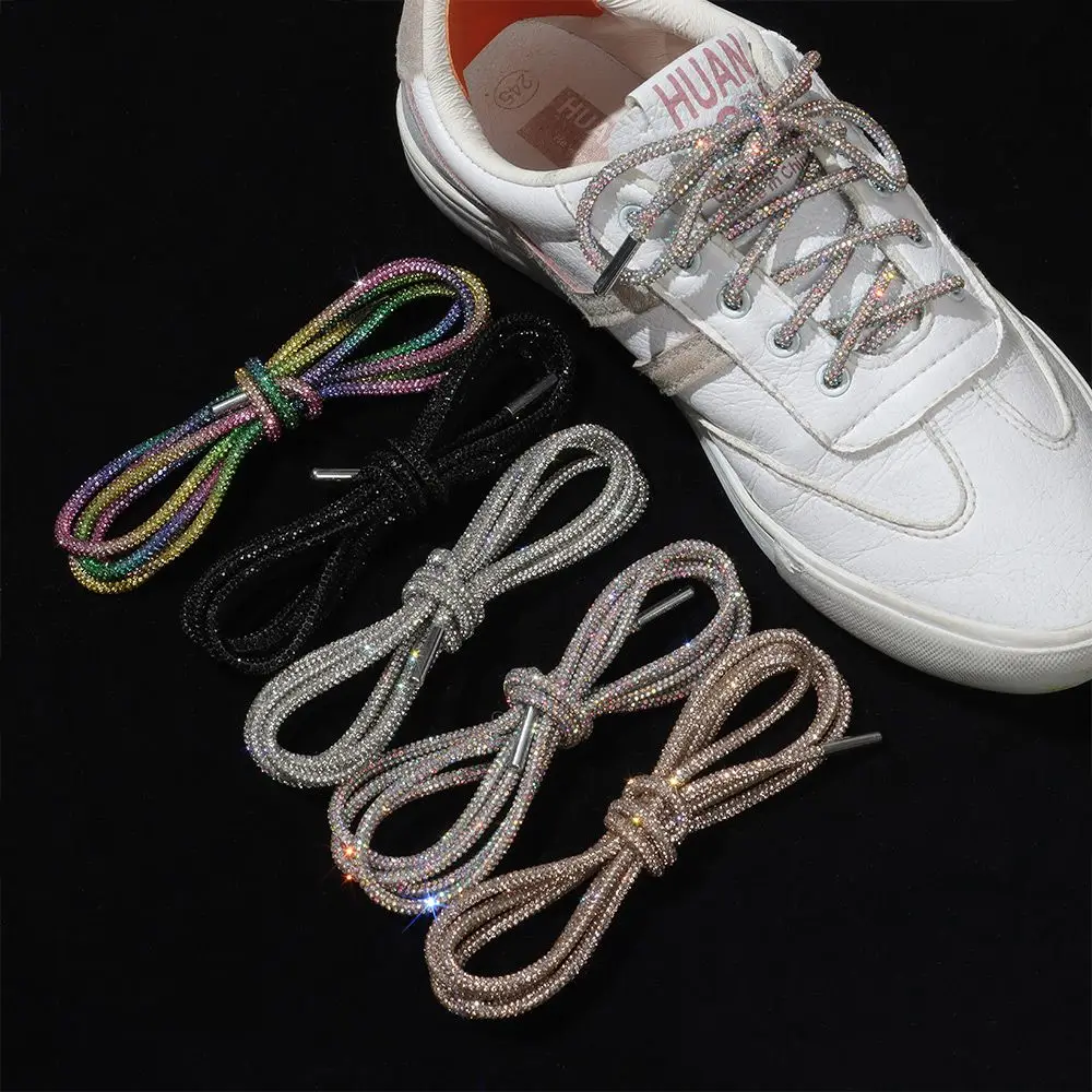 Luxury Rhinestone Shoelaces Rainbow Diamond Shoe laces Sneakers Laces Shoes Round Shoelace 100/120/140/160CM 1Pc DIY Strings