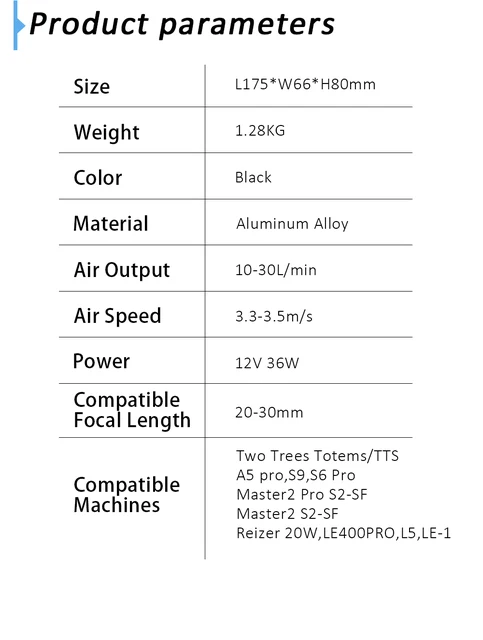 Two trees X1 Air Airflow Assist Kit 10-30L/min Air Assist System Remove Smoke and Dust for TTS-55 Laser Engraver Cutter Machine 6