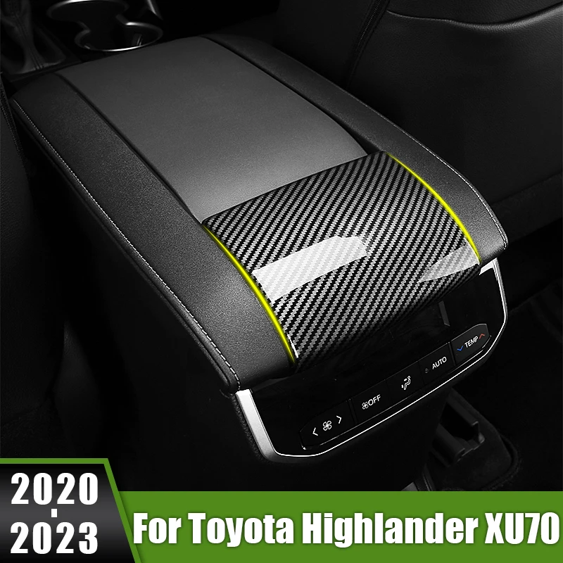 

For Toyota Highlander XU70 Kluger Hybrid 2020 2021 2022 2023 ABS Car Rear Armrest Box Panel Decoration Sticker Trim Cover Case