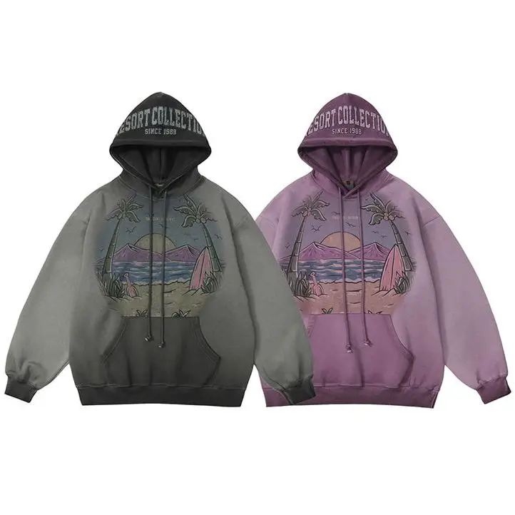 Oversized Tie Dyed Harajuku Pullovers Winter Sweatshirt 2023 Beach Graphic Print New Hooded Autumn Women Streetwear Loose Hoodie
