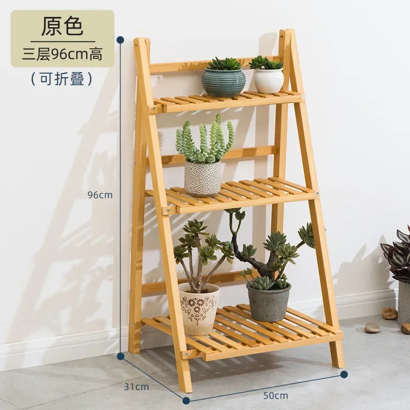 Multistory Balcony Flower Rack Solid Wood Indoor Floor Fleshy Living Room Flower Rack Pot