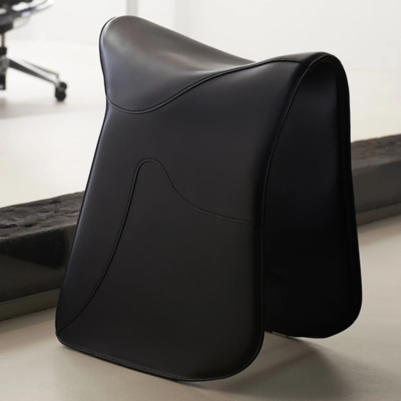 

Italian Saddle Leather Stool Household Light Luxury Dressing Stool Living Room Dining Room Stool