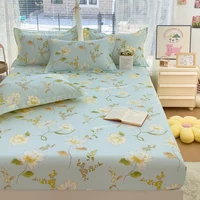 100%Cotton Bed Sheets Flower Printed Fitted Sheets for Bed sábanas para camaQueen/King Bed Sheet Cotton(without pillowcase) 2