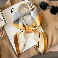 2024 New Silk Square Hair Scarf Foulard Pashmina Shawls Wraps Neck Scarves Women Floral Bandana Headbands Floral Bufandas Female 4