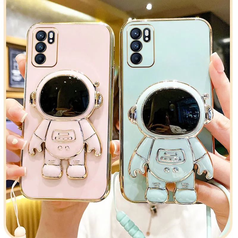 H54oppo A54s/a16/a16s Silicone Case With Astronaut Stand & Camera  Protection
