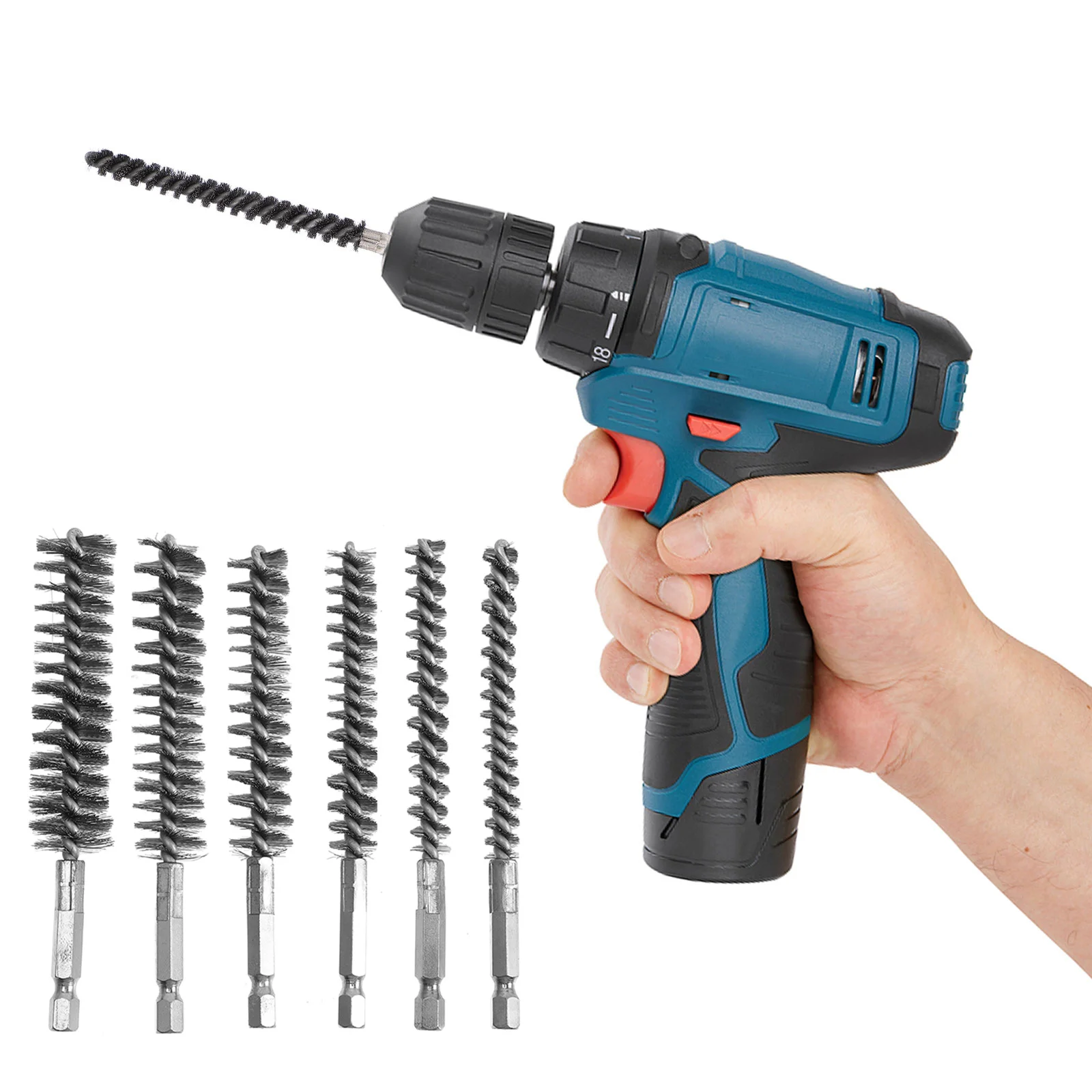 

6pcs Stainless Steel Bore Twisted Wire Cleaning with Handle