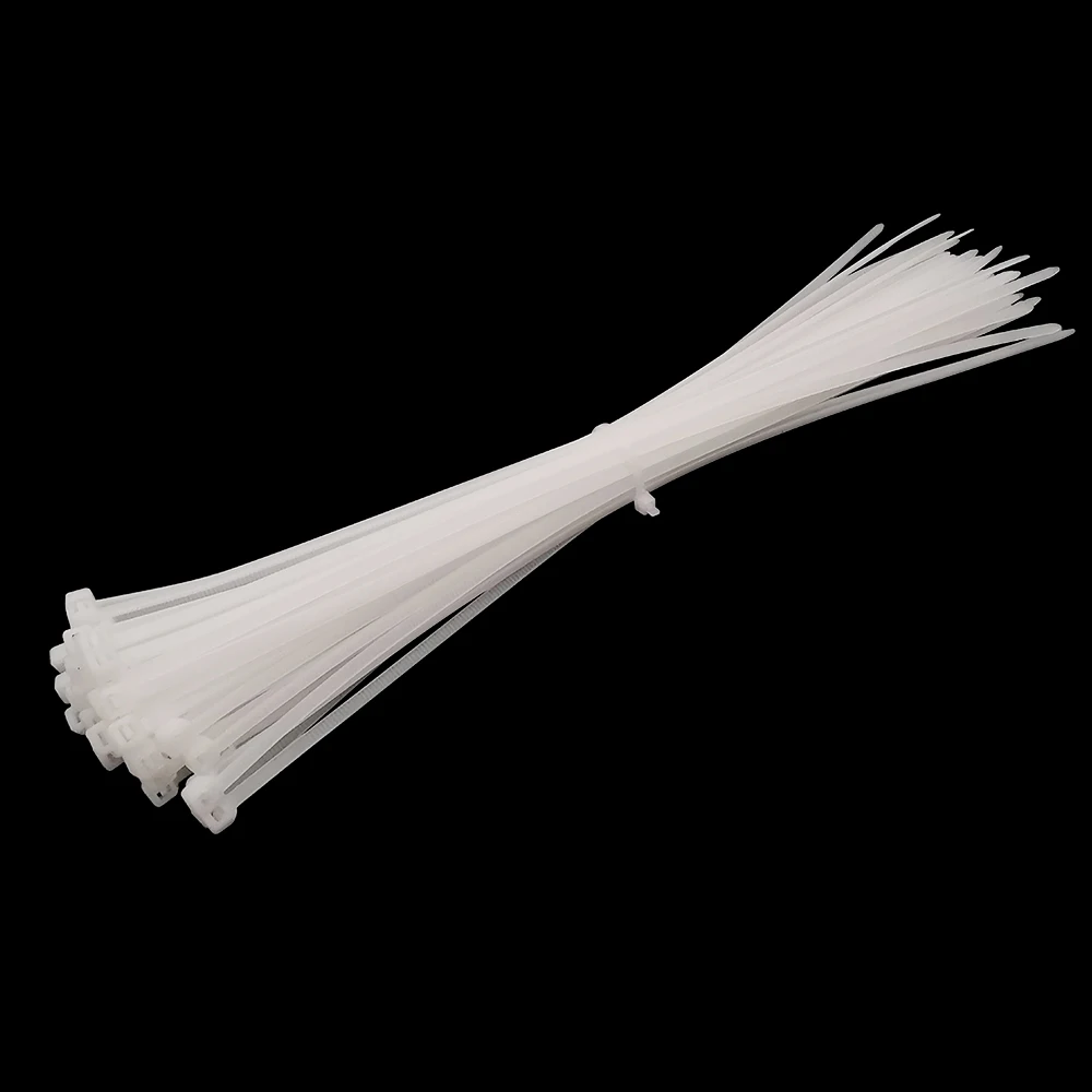 100 개/몫 흰색 5x20 0/300mm 자동 잠금 플라스틱 나일론 케이블 주최자 넥타이 고정 고정 링 케이블 관리자 우편 넥타이