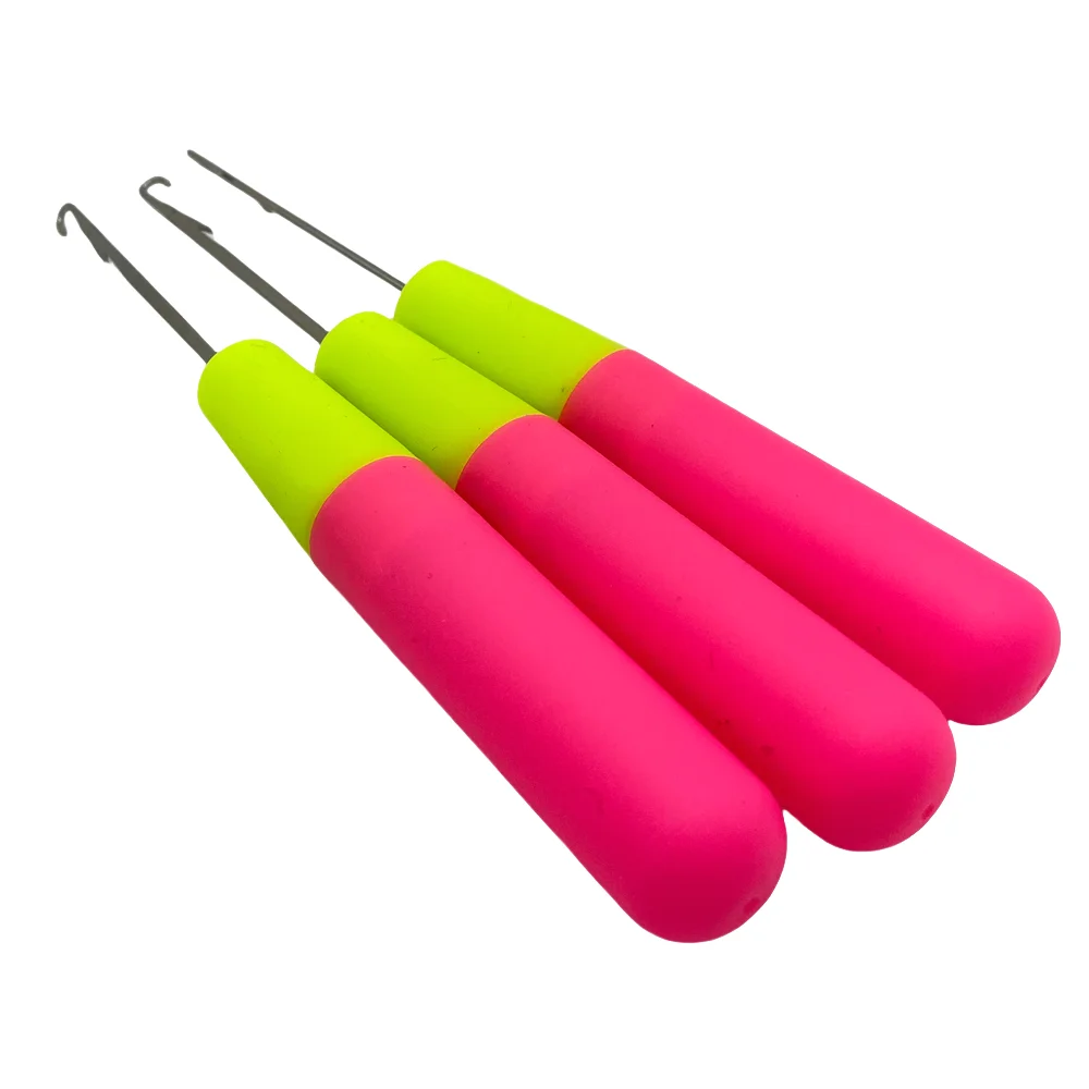 Latch Hook Crochet Needle Dread-lock Knitt Hair Crochet Needle Hook Hair Weaving crochet hooks hair extensions tool 3 pieces 5.7mm Pink