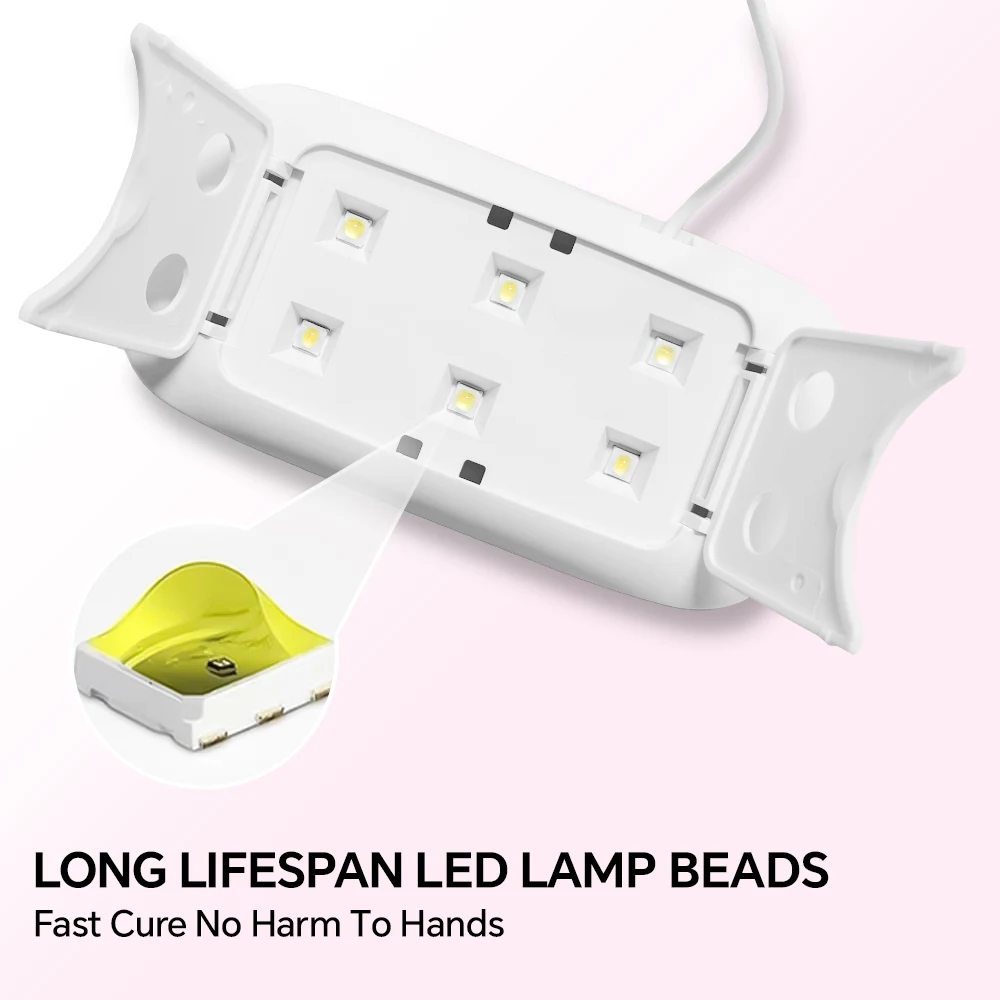 6개의 램프 비드가 있는 UV LED 램프, 네일 폴리쉬 경화용 빠른 건조 매니큐어 램프, 가정 및 여행용 휴대용 네일 드라이어