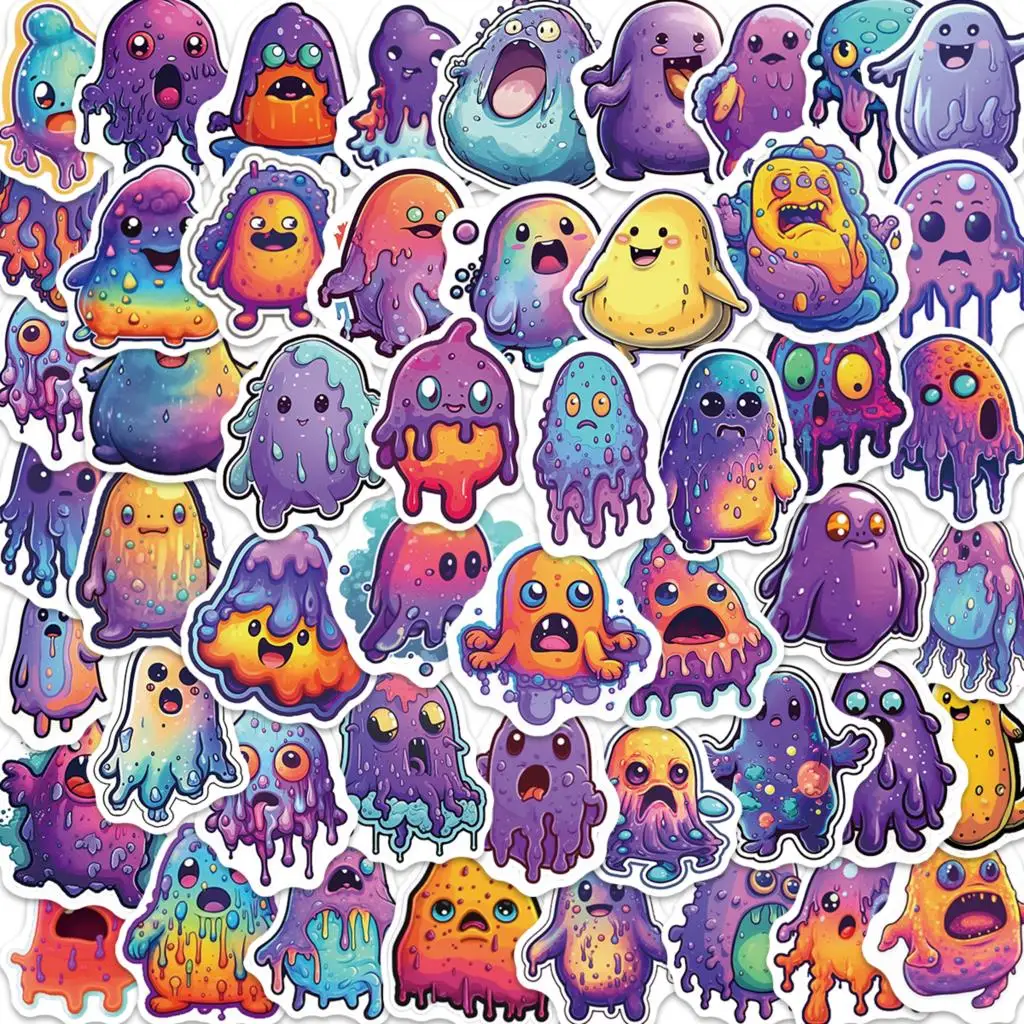 

10/50pcs Stickers Cute Slime Funny Cartoon Graffiti Skateboard Waterproof Suitcase Luggage DIY Laptop Car Stickers Decals Kid
