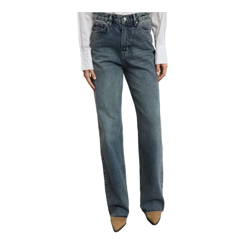 Trendyol TYZA Women's 100% Cotton Denim High Waist Jeans New Spring Autumn Wide Leg,Slim Fit Pants Casual Trousers 4